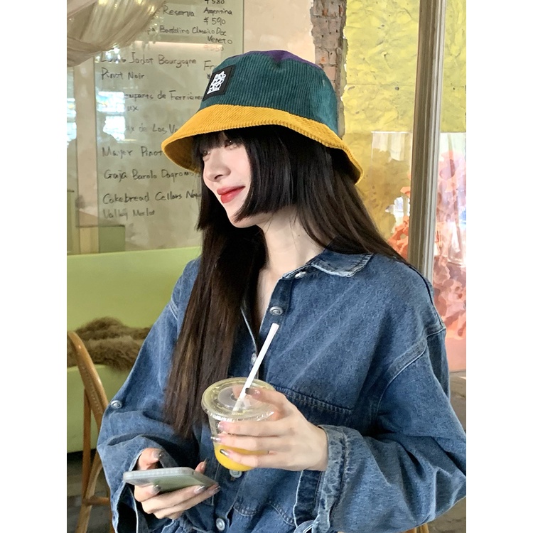 Mũ Bucket Chất Nhung Phong Cách Nhật Bản Thời Trang Xuân Thu Cho Nữ