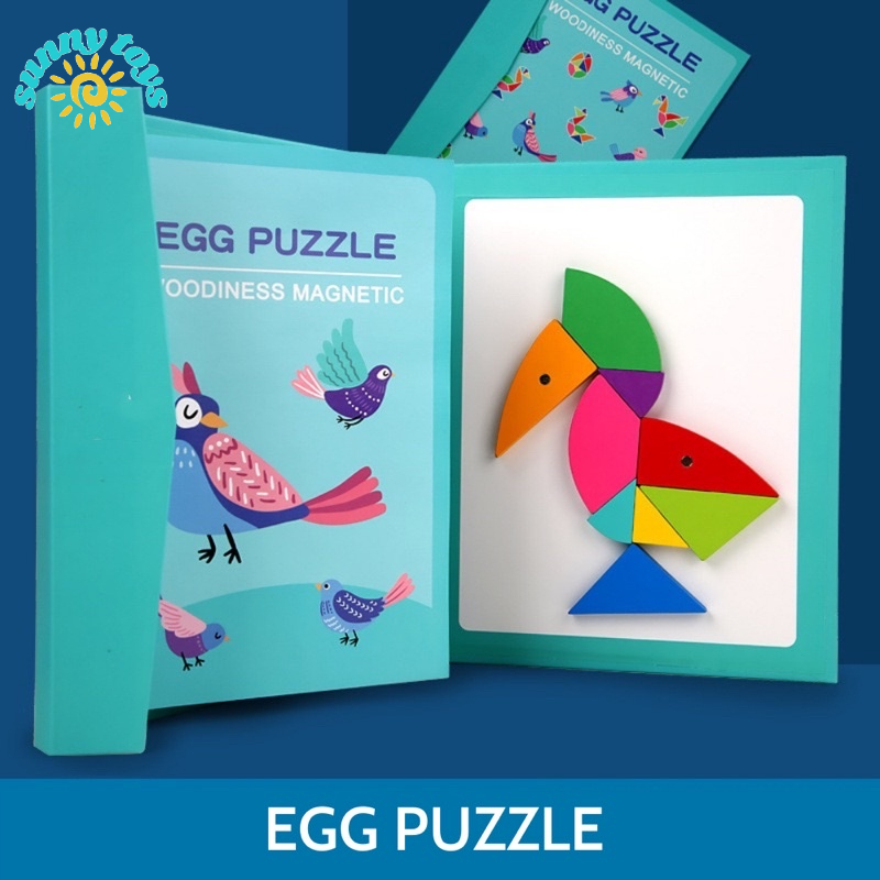 Bộ xếp hình Tangram bằng gỗ,đồ chơi sáng tạo,khám phá ,phát triển trí thông minh cho bé-SUNNY TOYS