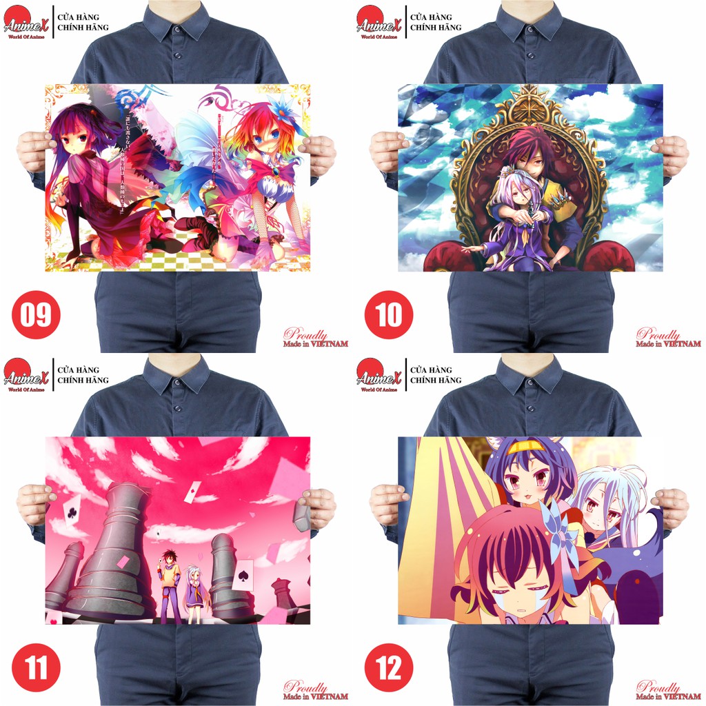 Tấm Poster Áp Phích A3 Anime No Game No Life - Huyền Thoại Game Thủ - Poster Dán Tường, Dán Kính By AnimeX