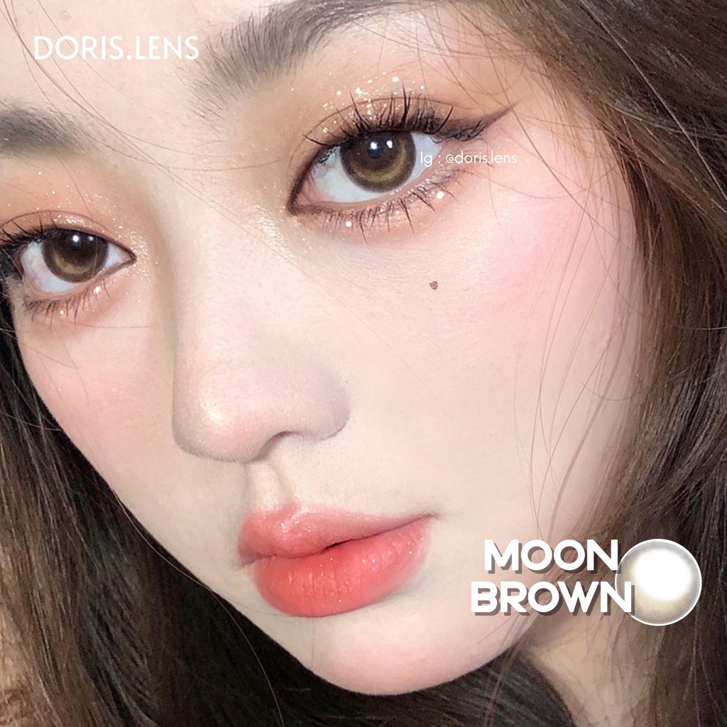Kính Áp Tròng DORIS.LENS - MOON BROWN Không Giãn 13.8mm Lens Mắt Nâu Tự Nhiên Filter Mặt Trăng 0 Đến 10 Độ Lệch Độ