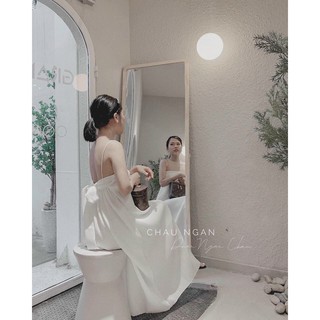 Đầm maxi xếp ly cột nơ lưng + Ảnh thật