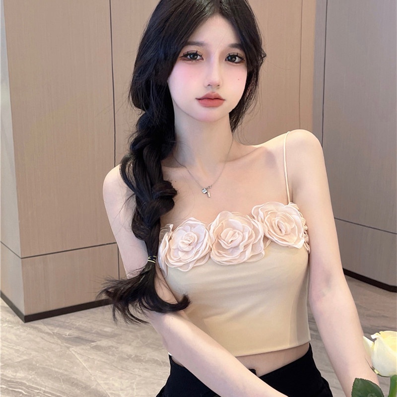 Áo Dây Họa Tiết Hoa Hồng Ba Chiều Lãng Mạn Dành Cho Nữ