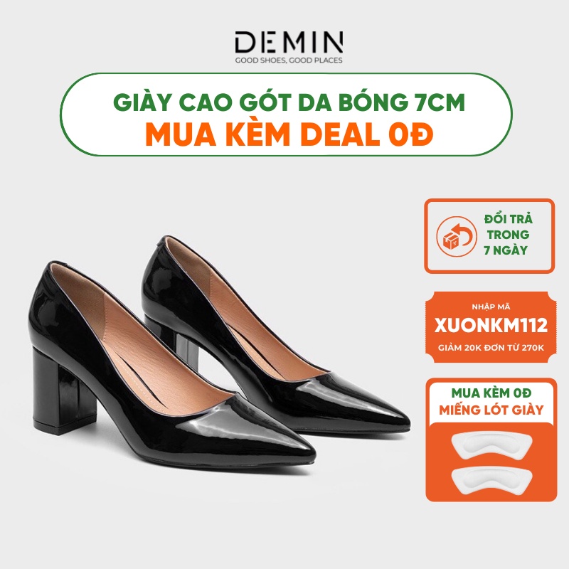 Giày Cao Gót DEMIN da bóng nano bít mũi 7P thời trang công sở - DCG125