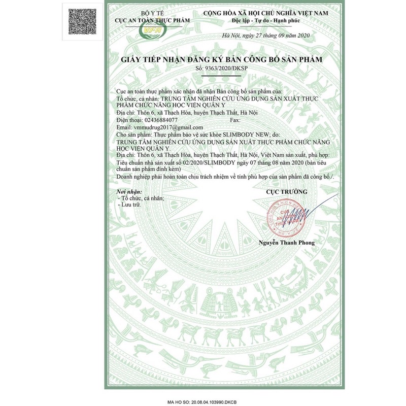 Slim body new Học viện quân y hộp 100 viên