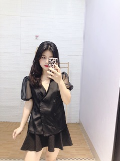 Áo lụa tay bồng ( ảnh thật )