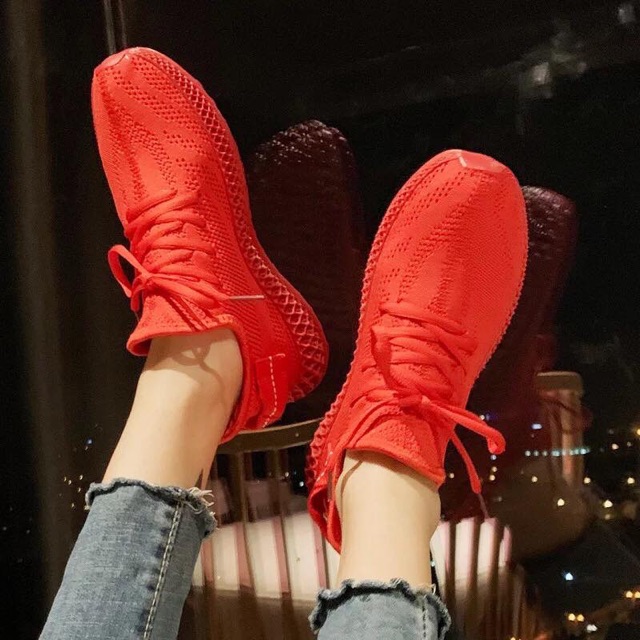 Giày full trơn màu vàng,đỏ ,be( kèm ảnh thật)  Giày thể thao nữ lưới thoáng khí êm chân