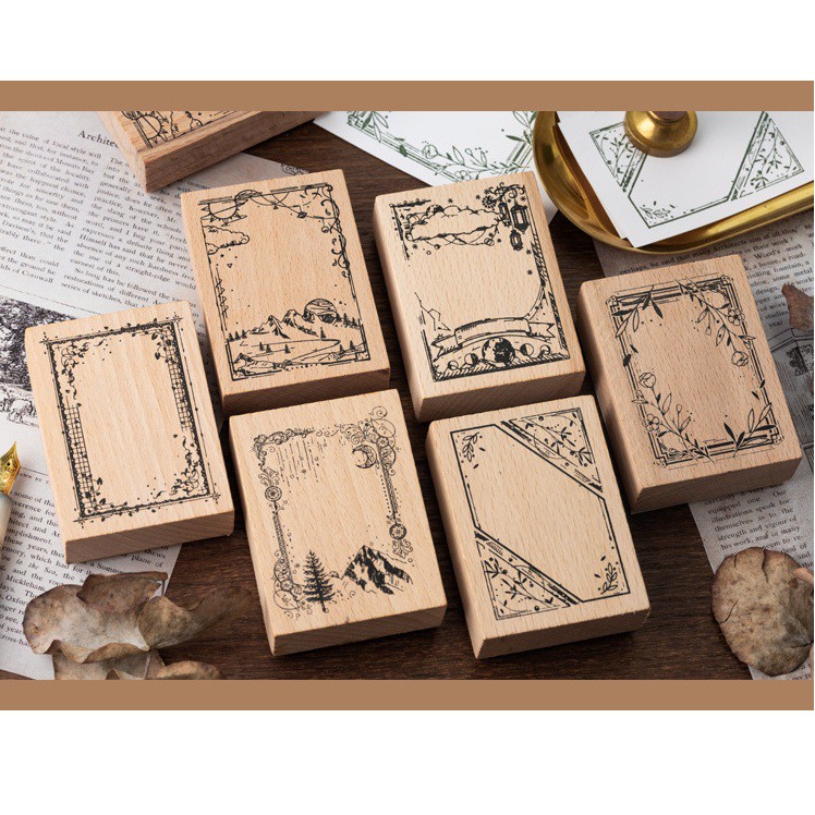 [55 x 75mm] Con Dấu Gỗ Wooden Stamp phong cách vintage trang trí bujo, nhật ký, sổ tay