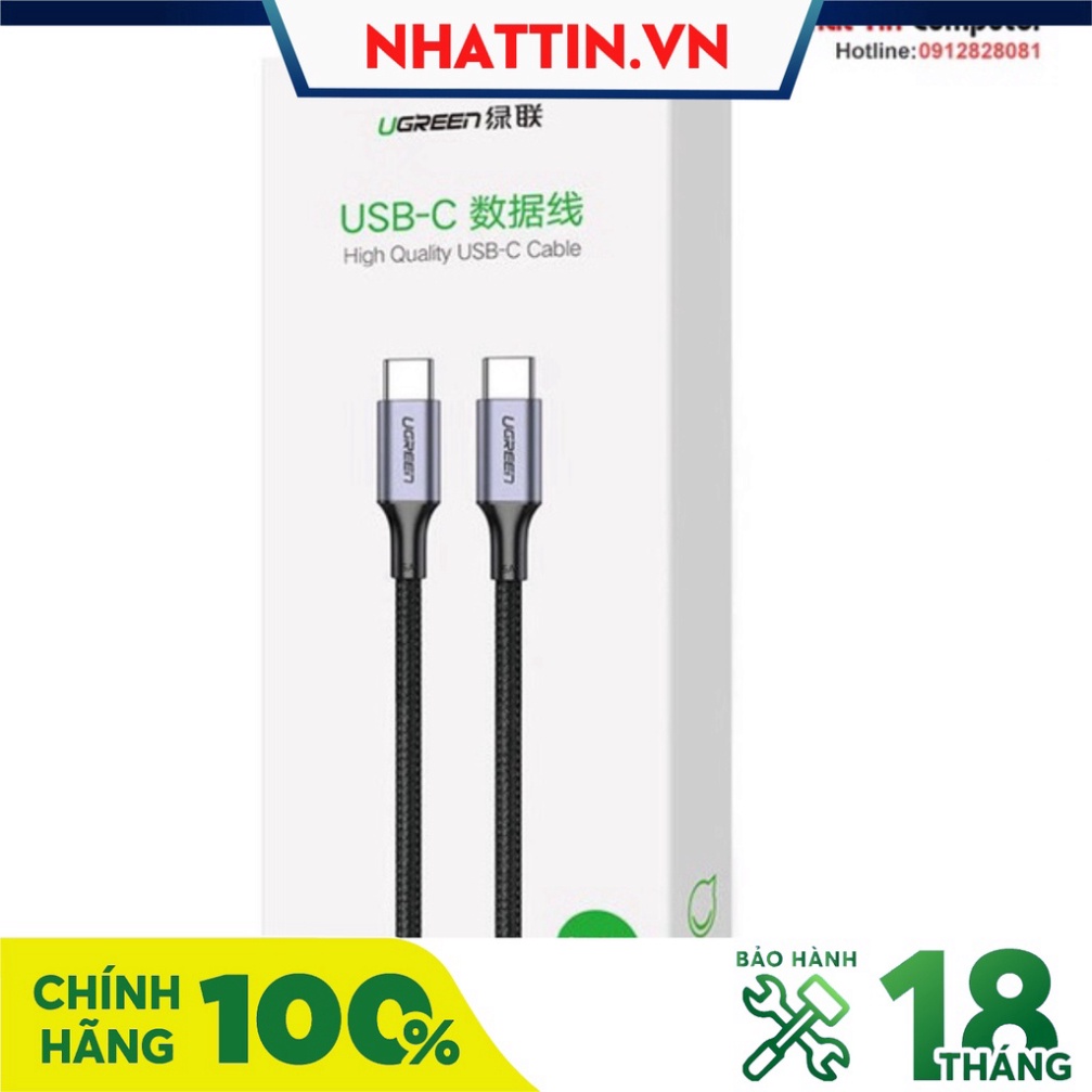 Cáp sạc, dữ liệu USB Type-C to Type-C dài 1M bọc dù hỗ trợ PD 100W Ugreen 70427 cao cấp - Phân Phối Chính Hãng