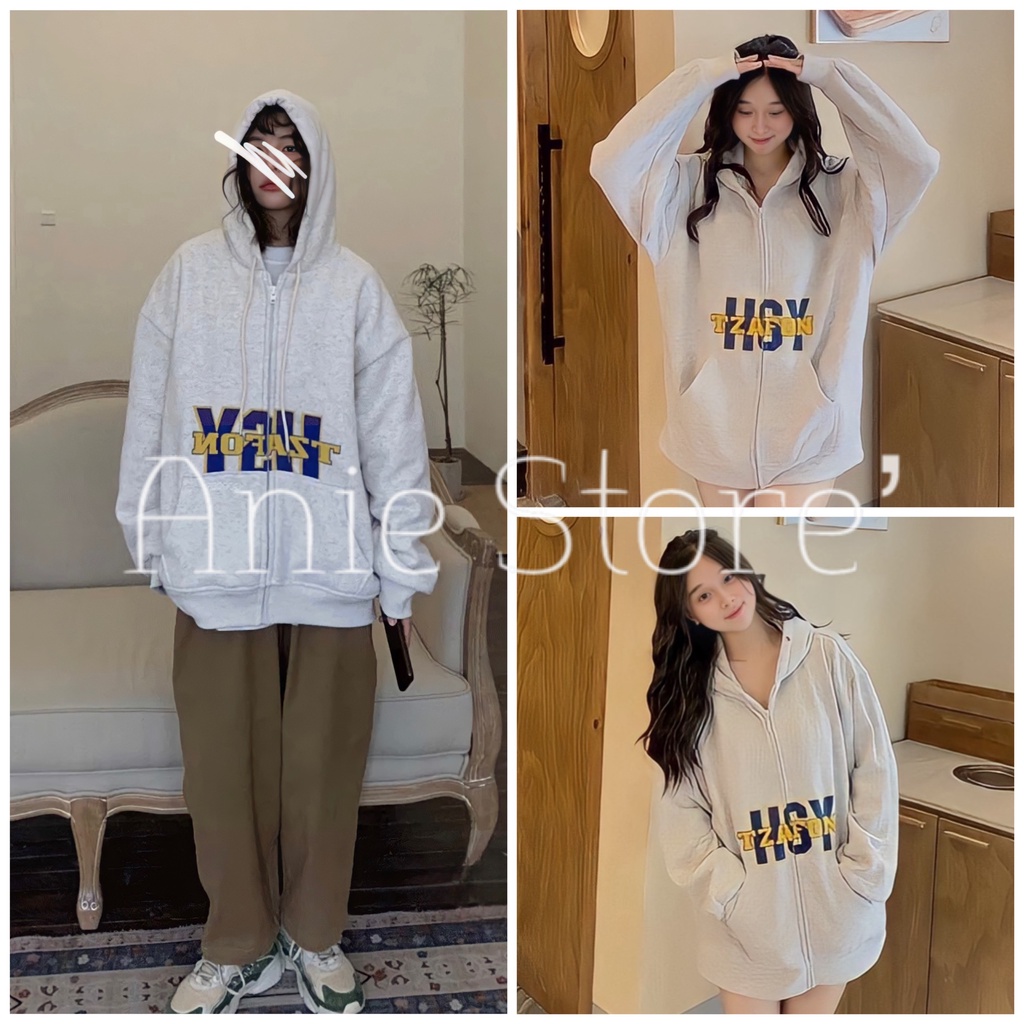 Áo Hoodie Nỉ Unisex H6Y Xám 🦋 Áo Khoác Nỉ Nam nữ Dáng Rộng Mũ Trùm 🦋