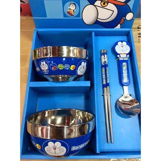 Bộ bát thìa Doremon inox chống nóng cho bé