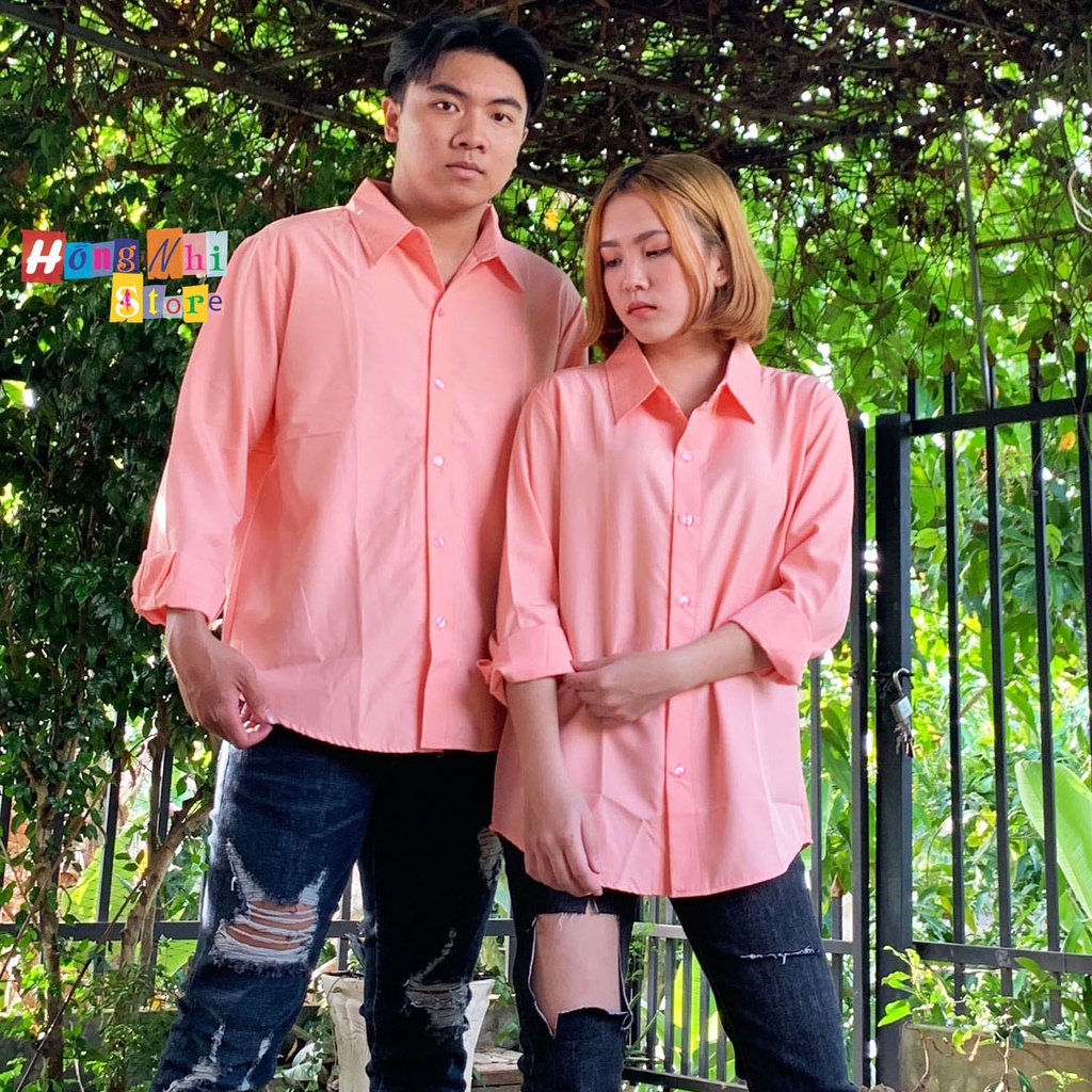 Sơ Mi Tay Dài Trơn Màu Mới Dáng Rộng Nam Nữ Ulzzang Unisex - MM