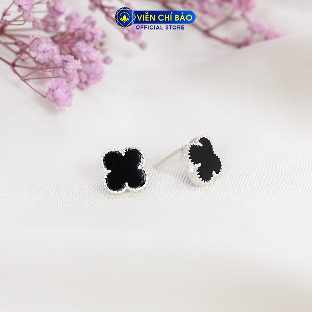 Bông tai bạc nữ cỏ bốn lá may mắn khuyên tai nữ bạc 925 thời trang phụ kiện trang sức nữ Viễn Chí Bảo B400206