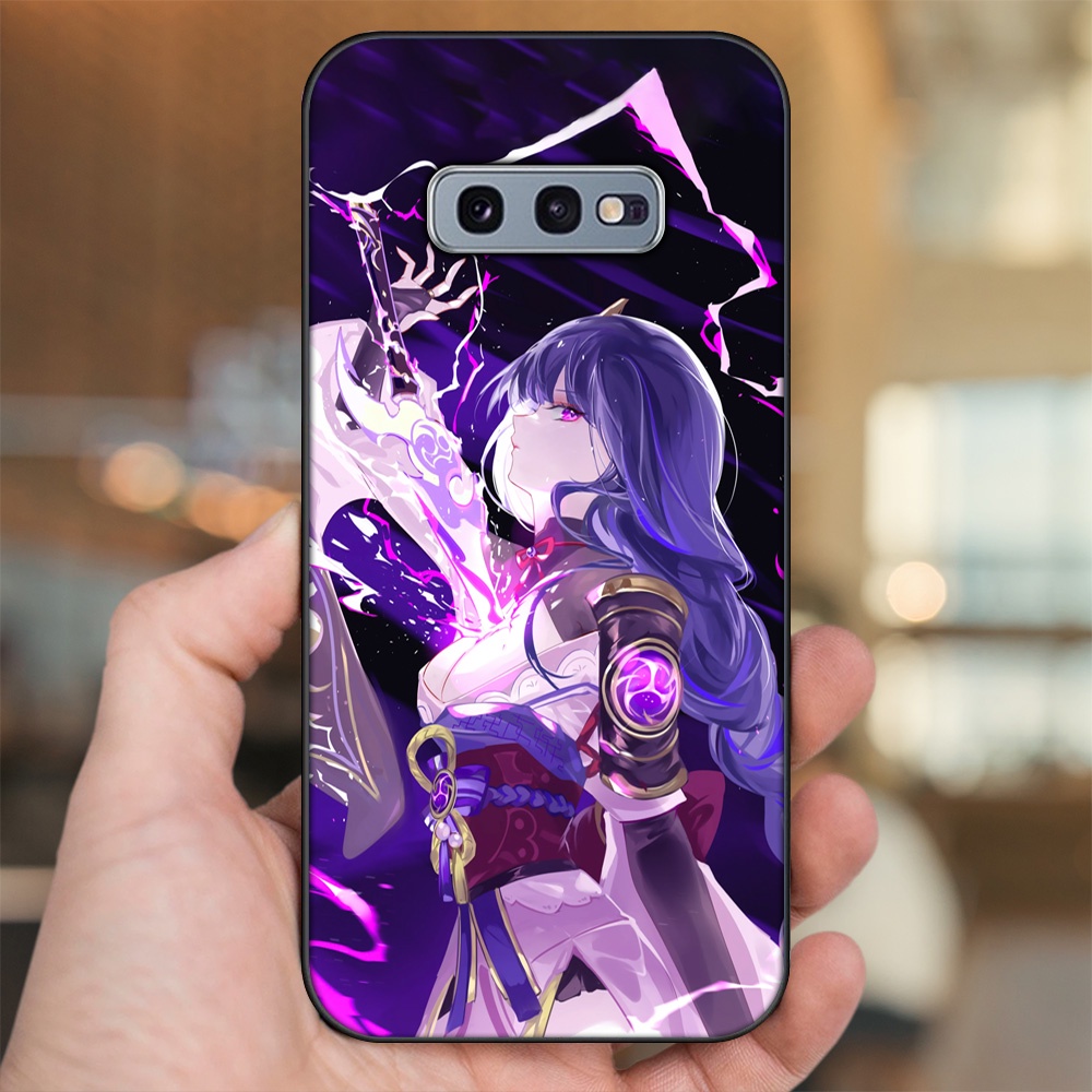 Ốp lưng Samsung S10e viền đen in hình Raiden Shogun Genshin Impact