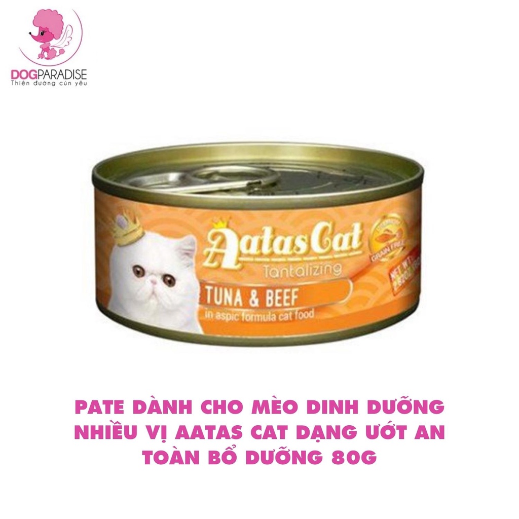 Pate dành cho mèo dinh dưỡng nhiều vị Aatas Cat dạng ướt an toàn bổ dưỡng 80g - Dog Paradise
