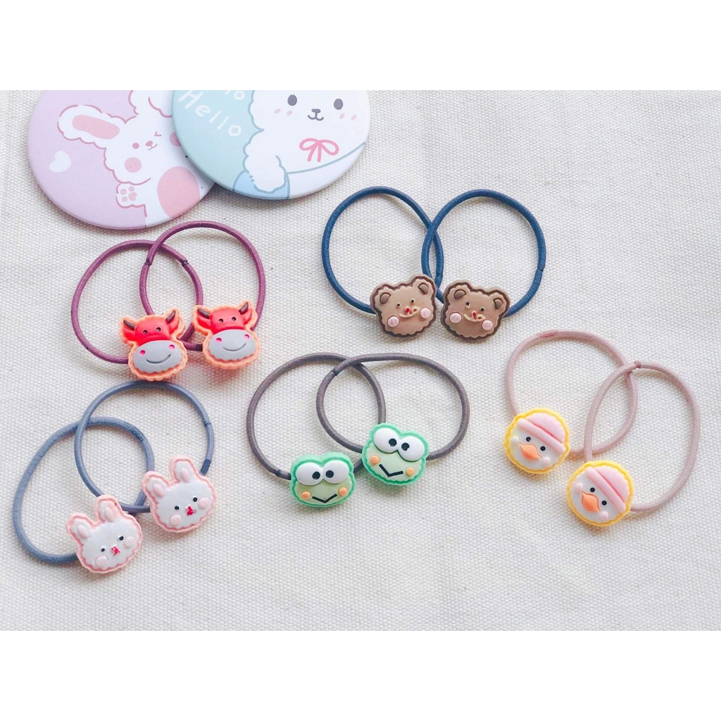 4 dây buộc tóc hình gấu/dâu tây/ khủng long/đám mây đáng yêu cho nữ
