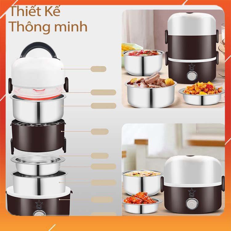 Cặp Lồng ❤️FREESHIP❤️ Cắm Điện 3 Tầng ruột inox Cao Cấp Giữ Nóng Thức Ăn Liên Tục