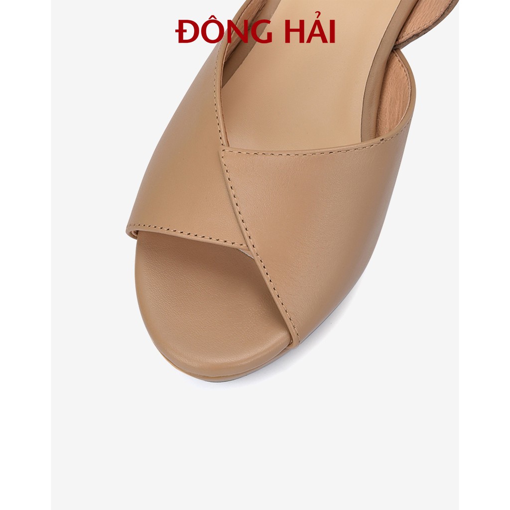 "TẶNG NGAY 30K khi theo dõi gian hàng trong T6 "Sandal xuồng da thật Đông Hải quai chéo cổ điển cao 9cm tôn dáng - S5714