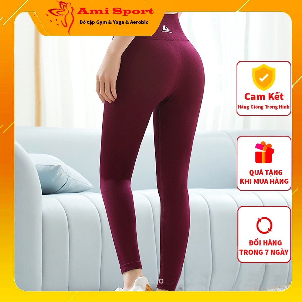 Quần tập gym nữ dài nâng mông cạp cao, vải co giãn thoải mái B06