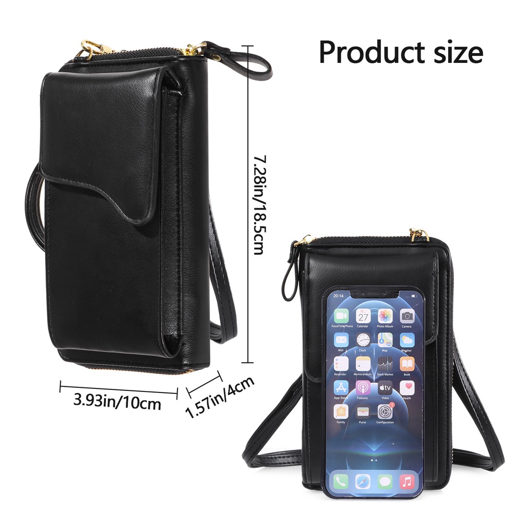 💎OKDEALS💎 New One-shoulder Messenger Mobile Phone Bag Travel Card Wallet Handbag Crossbody PU leather Fashion Pure Color Large-capacity Long Wallet with Shoulder Strap/Multicolor