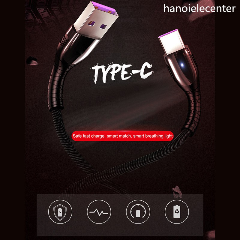 Dây Cáp Sạc Dữ Liệu Nhanh 1.2m 5a Cho Iphone Type-C Micro Usb Android