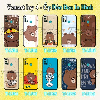 Ốp lưng Vsmart Joy 4 - Ốp dẻo đen in hình BST Gấu Nâu Cute