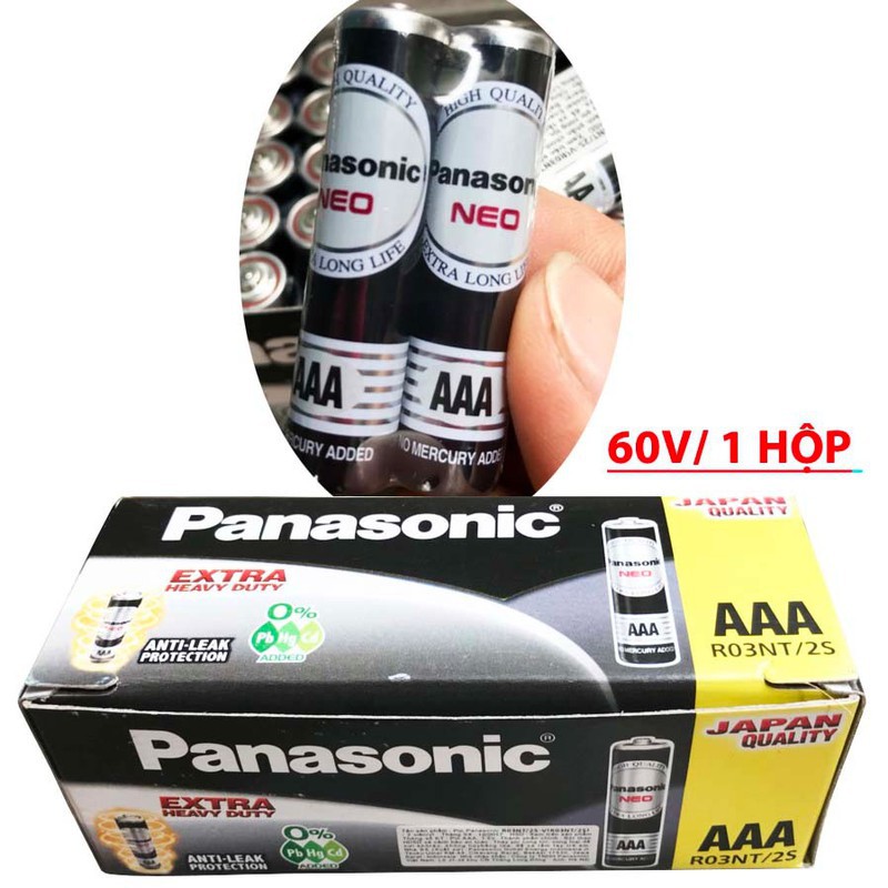 Pin AAA Panasonic R03NT 2S Đen - Hộp 60 Viên - HSD 3 năm - Date mới