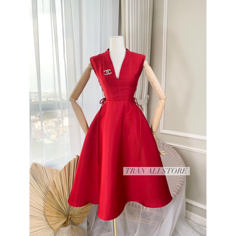 (Mẫu Mới) Đầm TAPTA Cụt Tay Cổ V Dáng Xòe Diện Đẹp Hết Ý UP Valentina Shop