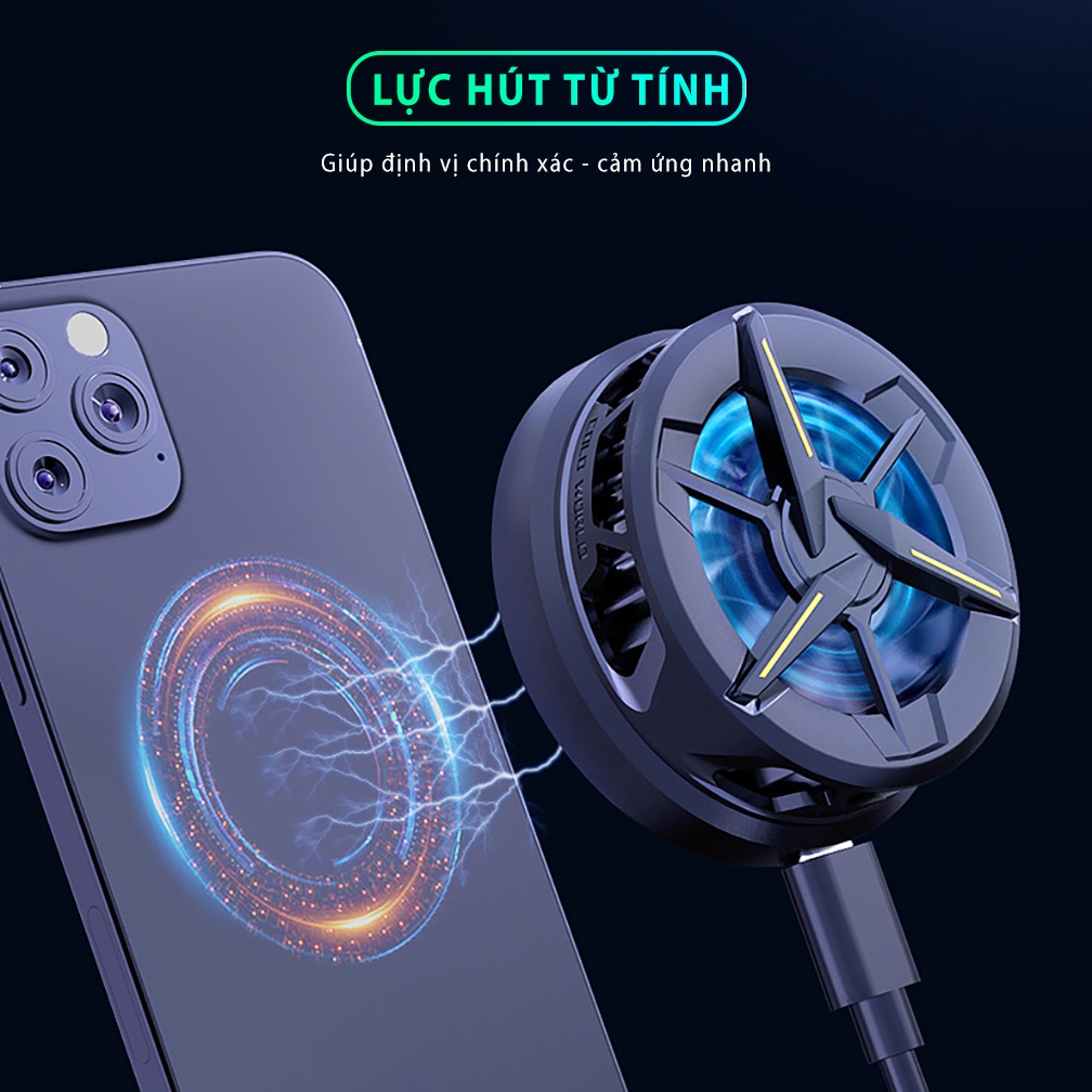 Quạt tản nhiệt điện thoại sò lạnh SIDOTECH MEMO CX01 nhỏ gọn nam châm từ tính led RGB gaming quạt 9 cánh chống ồn