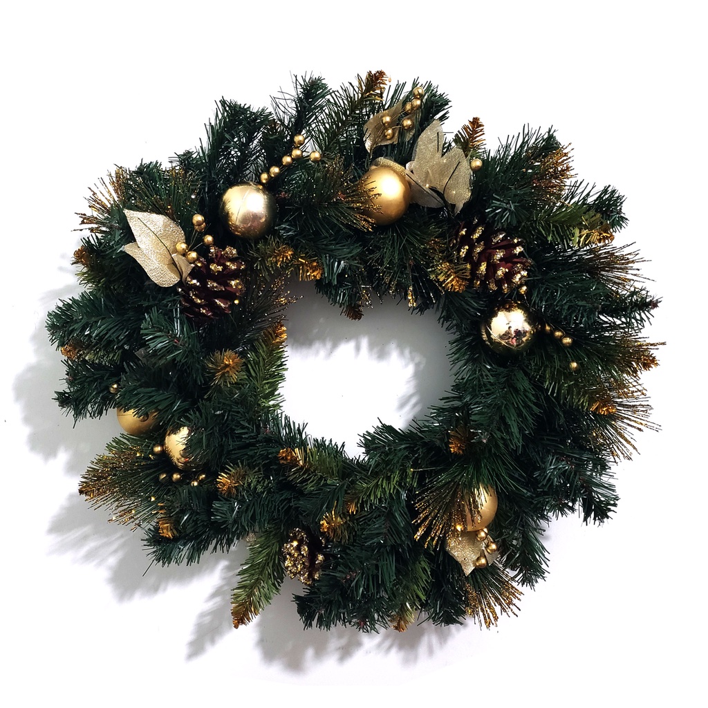 Vòng nguyệt quế giáng sinh treo cửa trang trí noel 3 Loại Lá Kim Tuyến hàng Việt Nam chất lượng cao