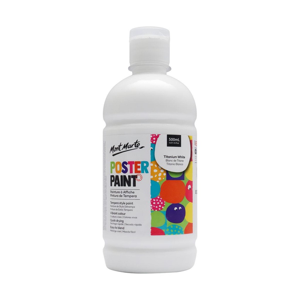 [Hỏa Tốc HCM] Màu Nước Poster Paint Mont Marte 500ml - Titanium White - MPST0001