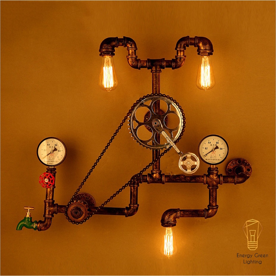 Đèn Tường Energy Green Lighting Retro DT-7869 - Hình Ống Nước - Kiểu Dáng Cổ Điển - Tặng Kèm 3 Bóng T64
