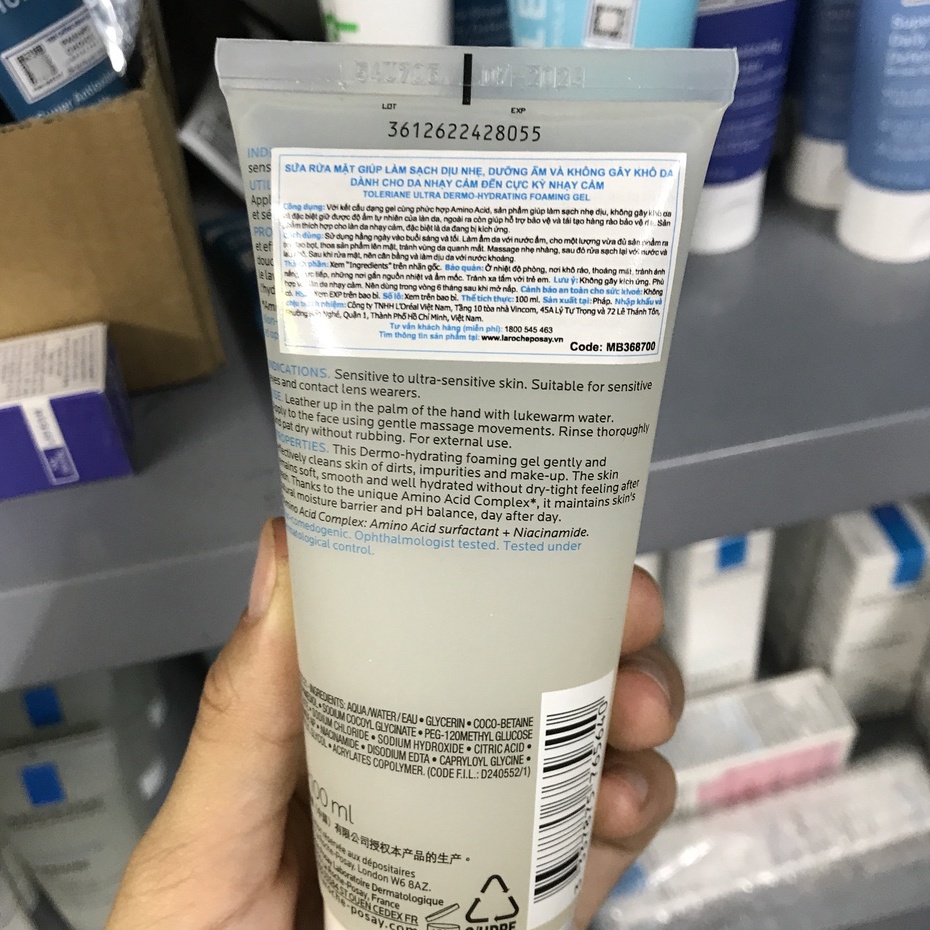 Sữa Rửa Mặt Toleriane Ultra Demo Hydrating La Roche Posay Foaming Gel làm sạch dịu nhẹ cho da nhạy cảm 100ml