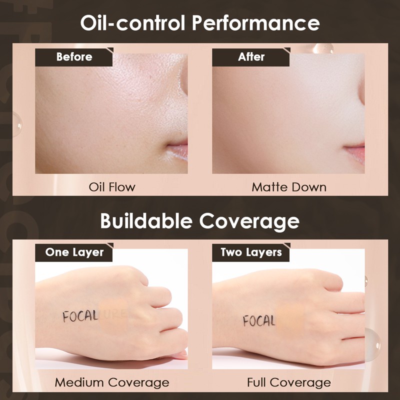 Focallure #Kem nền dạng lỏng che phủ lỗ chân lông kiểm soát dầu tự nhiên lâu trôi