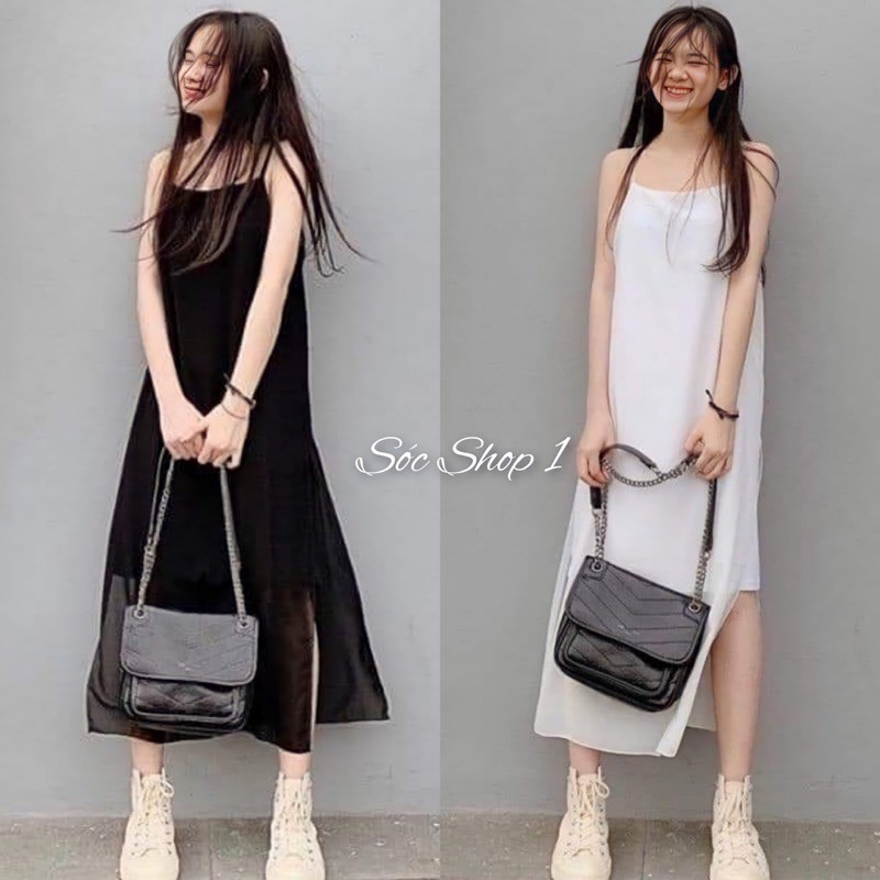 Váy Babydoll Cổ Yếm Voan 2 Lớp Dạo Phố, Đầm Cổ Yếm Đi Biển Màu Trắng