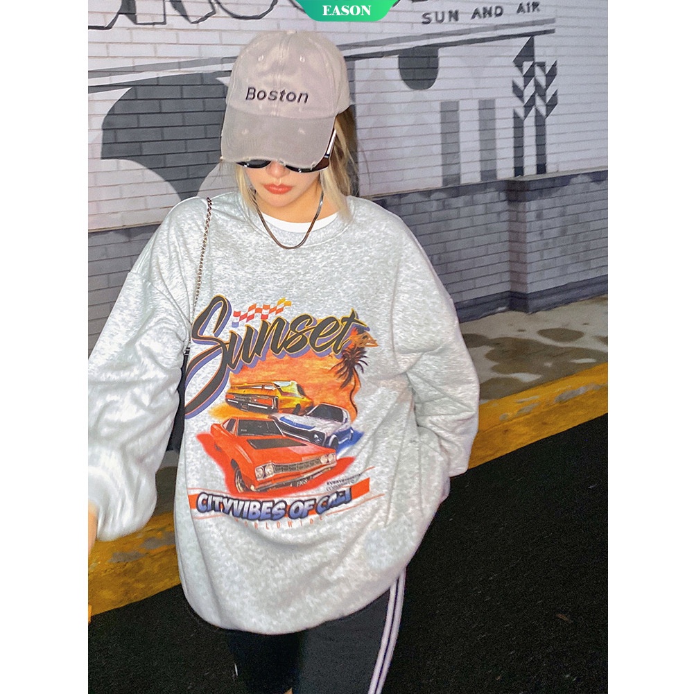 Áo Sweater Tay Dài Phong Cách Retro Đường Phố Mỹ 2022 Thời Trang Cho Cặp Đôi