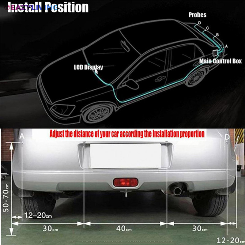 EL Car Parking Sensor LCD Monitor Screen Buzzer 12V Car Radar Ultrasonic Alarm Parking Assist