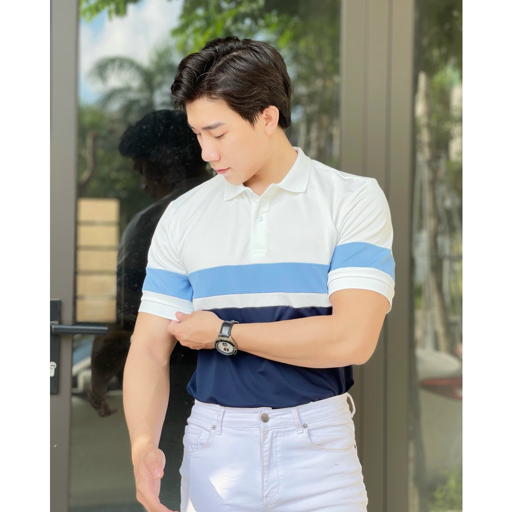 Áo thun polo nam PHỐI cao cấp cổ bẻ vải cá sấu cực đẹp size VNXK