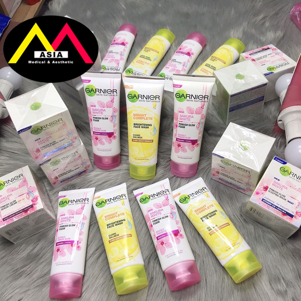 Sữa rửa mặt GARNIER chanh vitamin c trắng da giảm mụn thâm nám tàn nhang đều màu da lão hóa thái lan 100ml