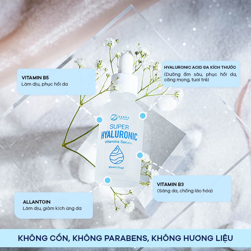Serum (Tinh Chất) Cấp Nước Zakka Naturals Super Hyaluronic Vitamins Serum 30ml | BigBuy360 - bigbuy360.vn