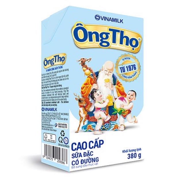 Sữa đặc có đường Ông Thọ hộp giấy,2 hộp x 380g