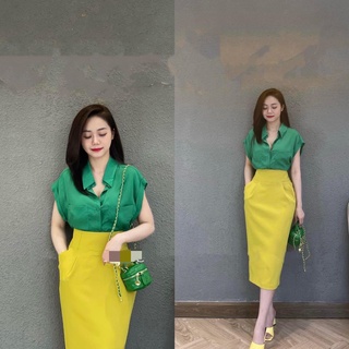 Áo sơ mi lụa tay ngắn - áo sơ mi công sở nữ tn163