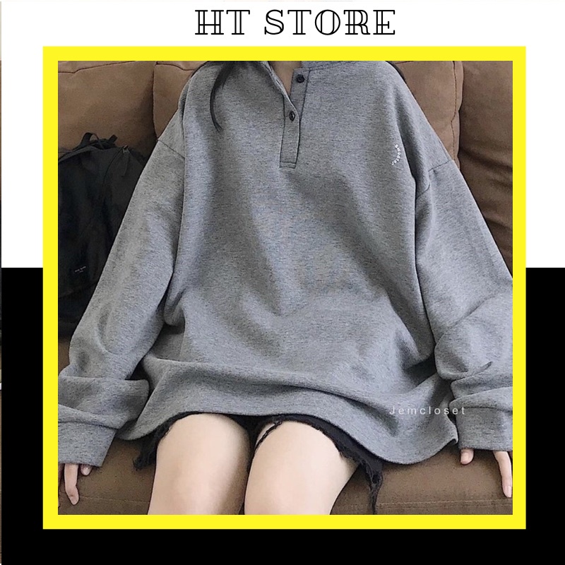 Áo Nỉ Bông Cổ Tàu Sweater Unisex Cúc Cài 2 Màu - G070 - HT STORE