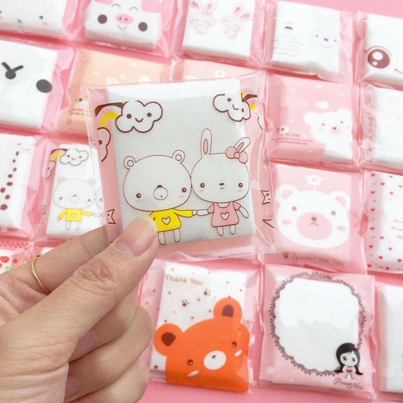 [Hàng mới về] Bông tẩy trang hai mặt nhỏ họa tiết hoạt hình dễ mang theo