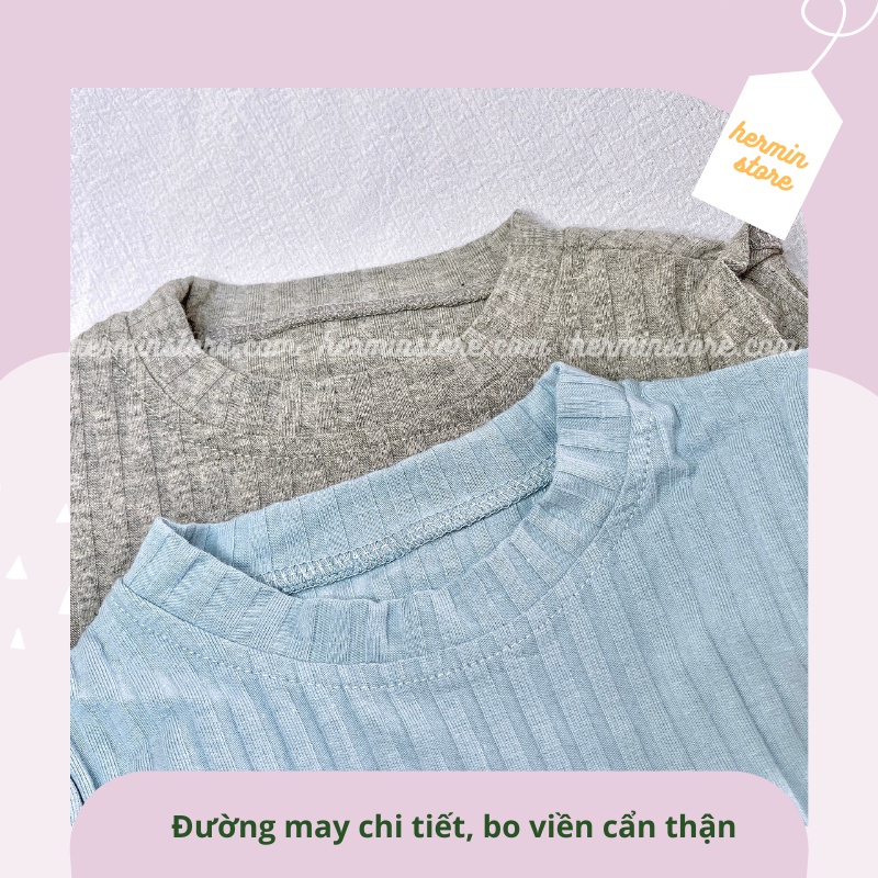 Áo dài tay cho bé gái - Áo giữ nhiệt cho bé chất cotton gân 100% mềm mịn và thấm hút mồ hôi