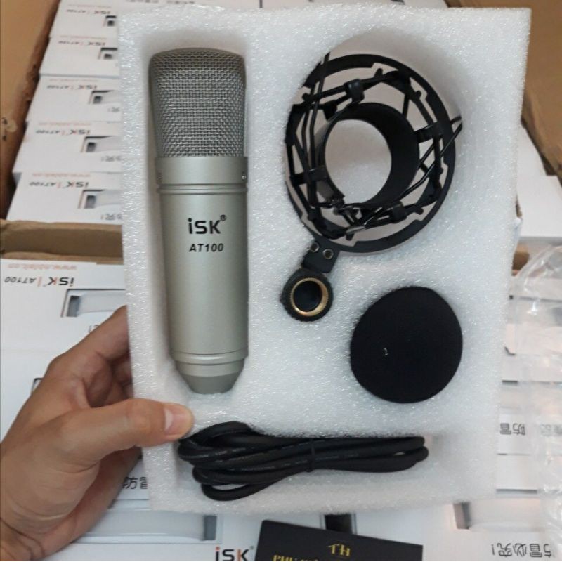 [Mã 159ELSALE hoàn 7% đơn 300K] Combo thu âm hát livestream mic ISK AT100 và sound card K10 (đầy đủ phụ kiện)