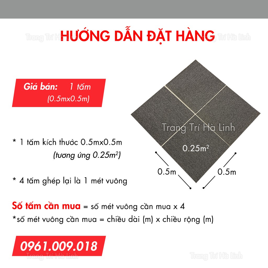 Thảm nỉ ghép đế cao su trải sàn ĐÀI LOAN cao cấp cho văn phòng khách sạn 50cmx50cm