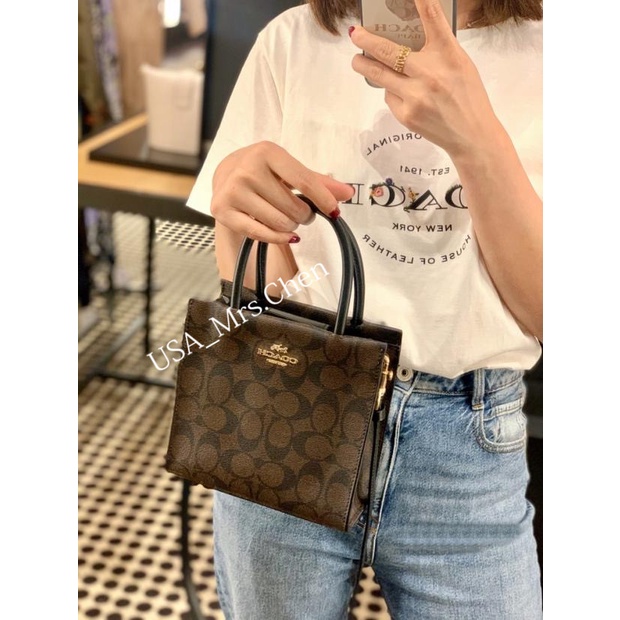 Giấy chứng nhận mua hàng chính hãng COACH CALLY messenger bag mini tote bag túi xách túi vuông nhỏ side balo