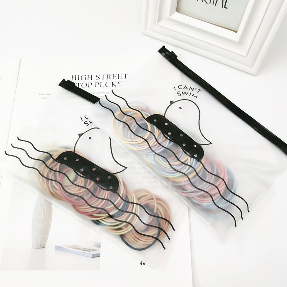 Set 100 Dây Thun Buộc Tóc Túi Zip Với Nhiều Màu Sắc Co Giãn Cho Người Lơn Và Trẻ Em Phong Cách Hàn Quốc