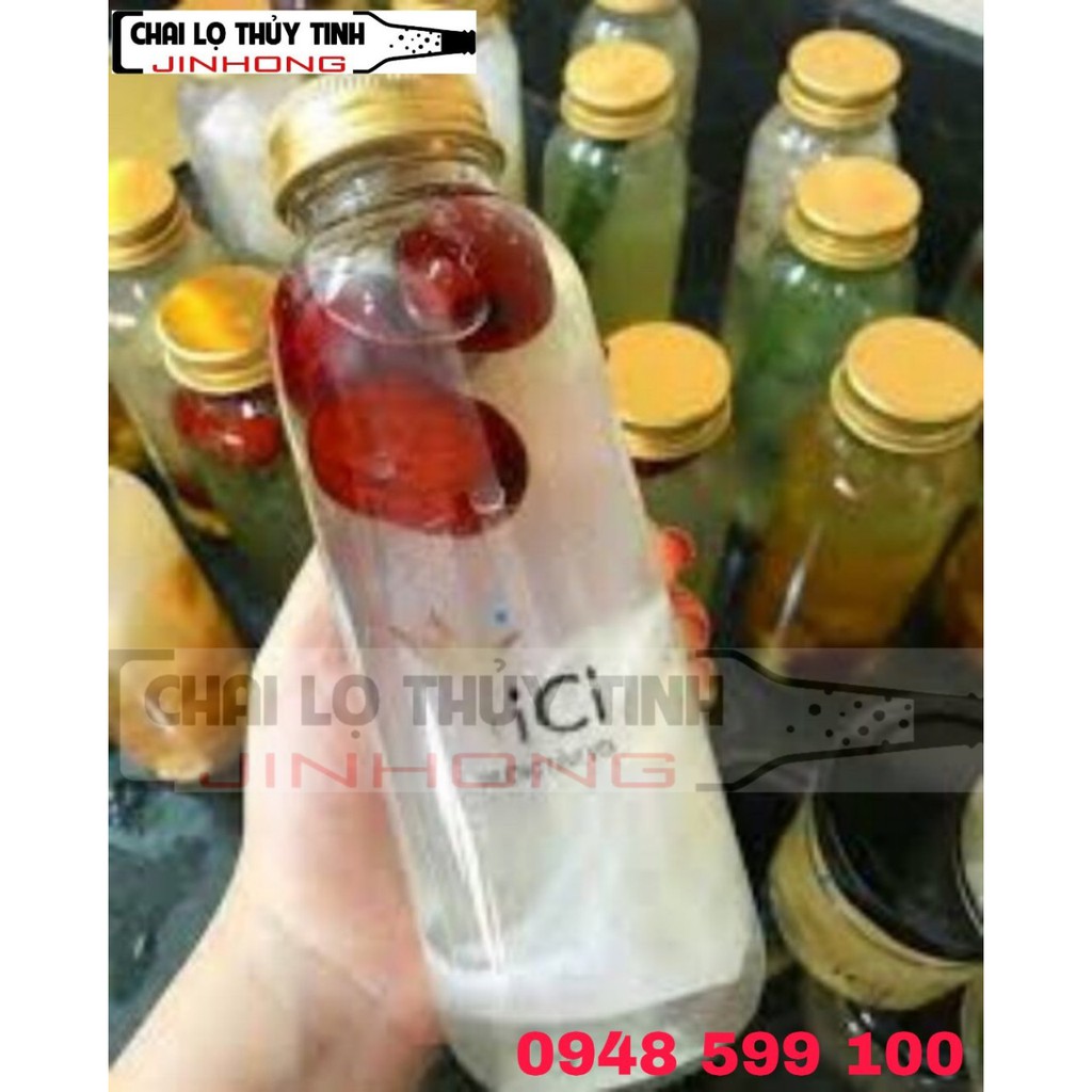 CHAI THỦY TINH TRONG 310ML NẮP VẶN JH-10040