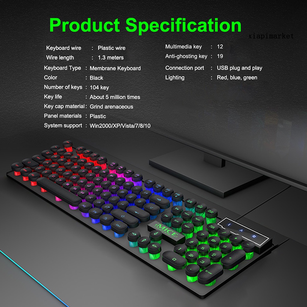 Bàn Phím Chơi Game AK800 Có LED Cực Đẹp, Phím Tròn Có Dây Thiết Kế Chống Nước Chính Hãng KITPRO